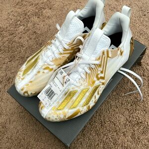 Adidas Adizero 12.0 Mismatch Football Cleats Size 8 GOLD and WHITE 🔥